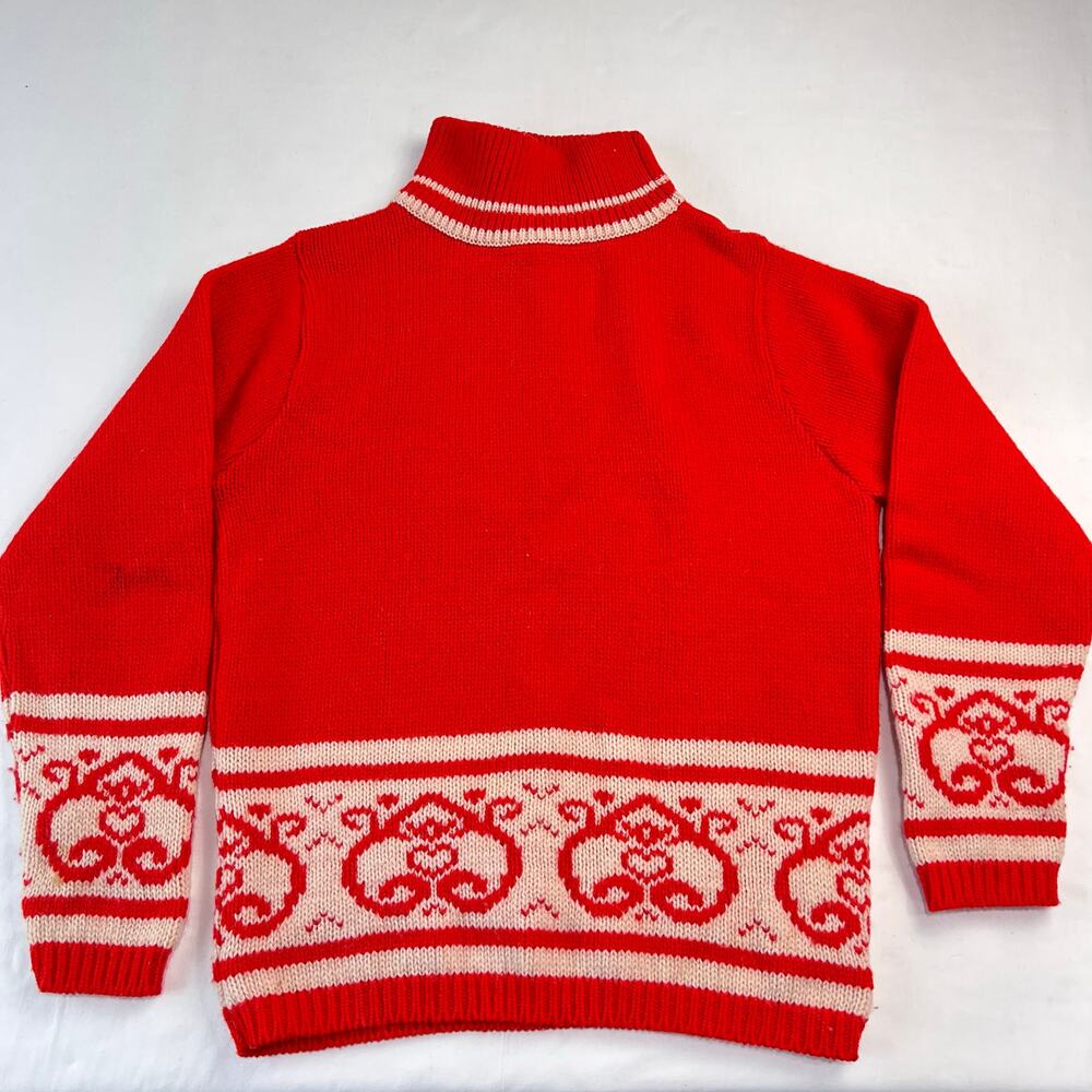Old Colony Corners Vintage Wool Red & White Ski Sweater Women's size Medium 70's